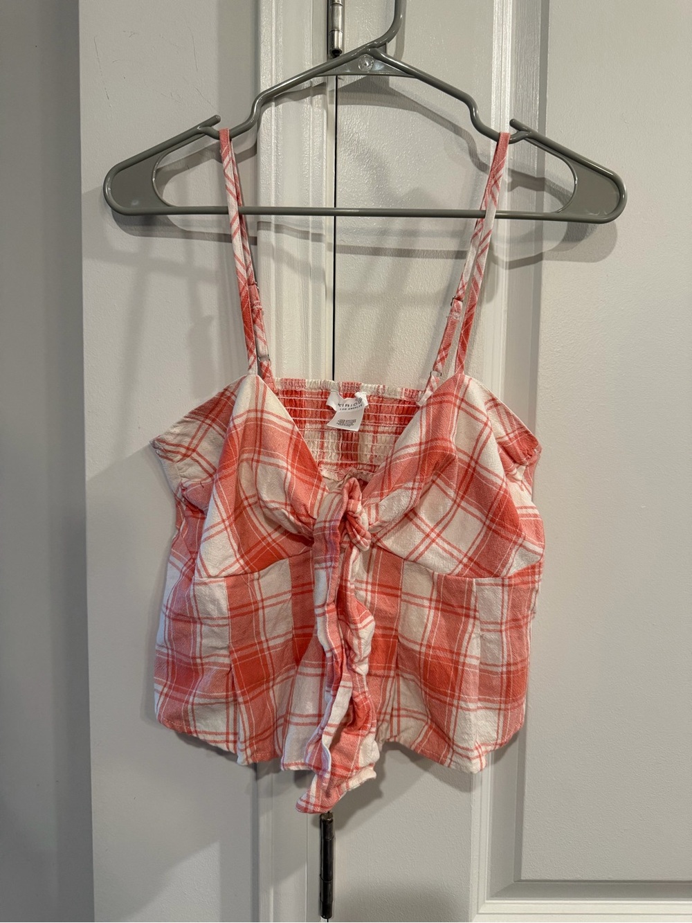 Plaid Tie-Front Top